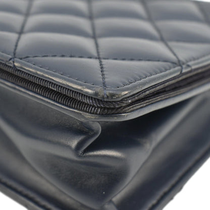 CHANEL Ballerine Flap Medium Quilted Leather Crossbody Bag Navy Blue