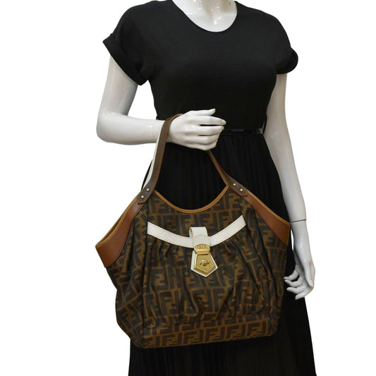FENDI Chef Zucca Canvas Tote Bag Tobacco Brown