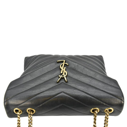 YVES SAINT LAURENT Loulou Medium Quilted Leather Crossbody Bag Black