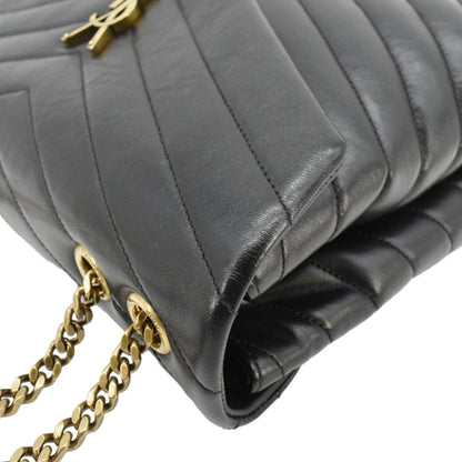 YVES SAINT LAURENT Loulou Medium Quilted Leather Crossbody Bag Black