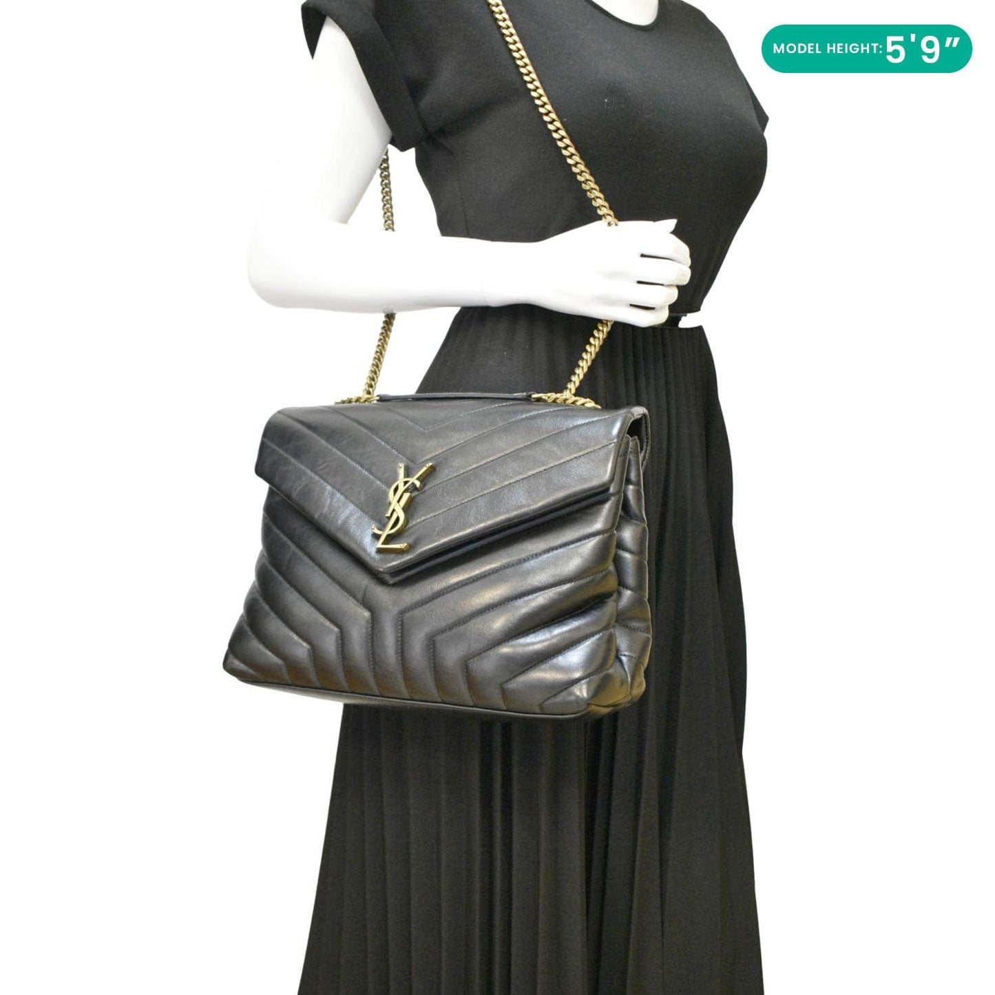 YVES SAINT LAURENT Loulou Medium Quilted Leather Crossbody Bag Black