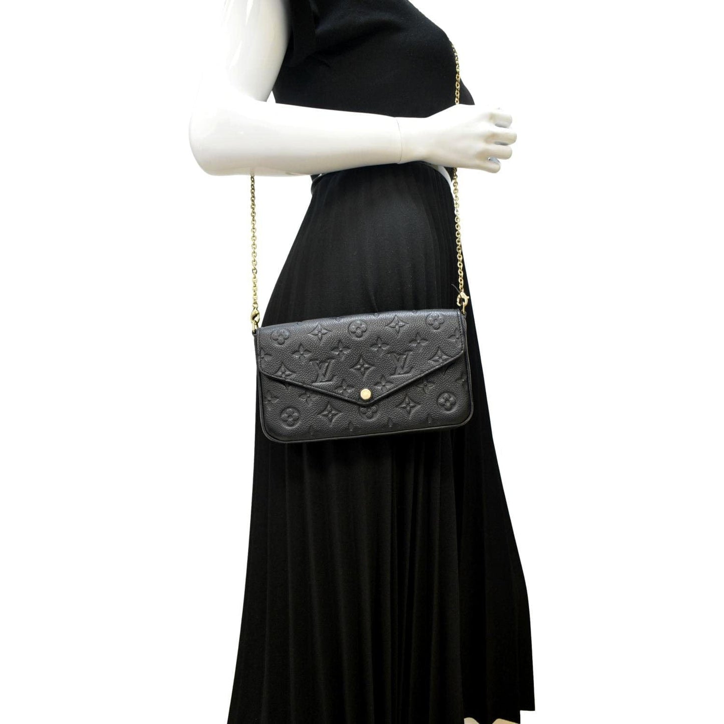 LOUIS VUITTON Felicie Monogram Empreinte Pochette Crossbody Bag Black