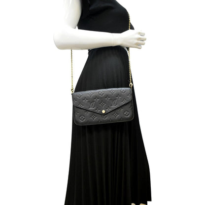 LOUIS VUITTON Felicie Monogram Empreinte Pochette Crossbody Bag Black