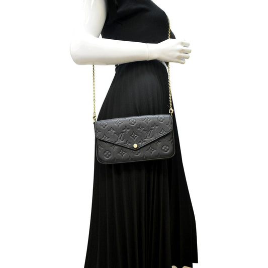 LOUIS VUITTON Felicie Monogram Empreinte Pochette Crossbody Bag Black