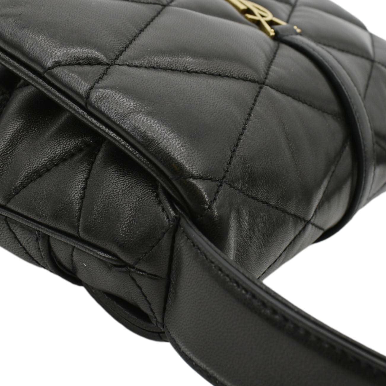 YVES SAINT LAURENT LE 57 Quilted Leather Hobo Bag Black