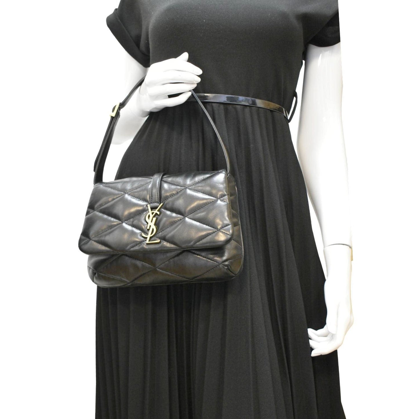 YVES SAINT LAURENT LE 57 Quilted Leather Hobo Bag Black