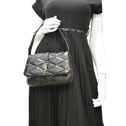 YVES SAINT LAURENT LE 57 Quilted Leather Hobo Bag Black