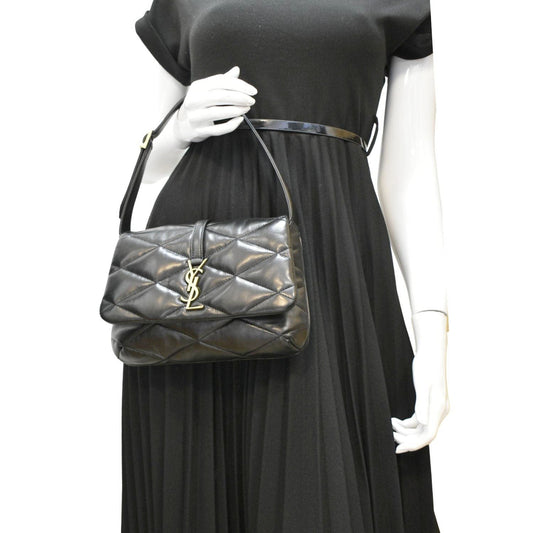 YVES SAINT LAURENT LE 57 Quilted Leather Hobo Bag Black