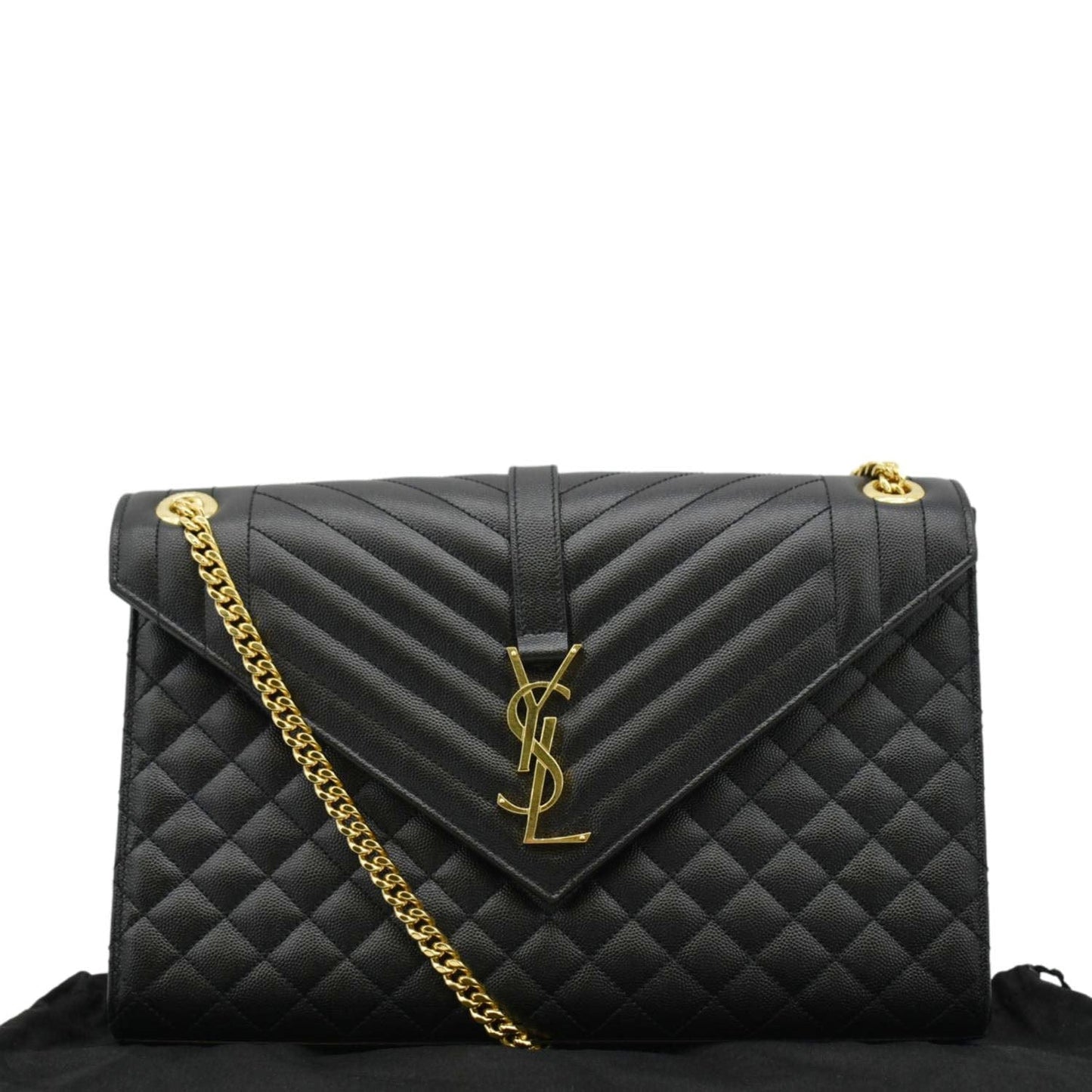 YVES SAINT LAURENT Envelope Large Mix Matelasse Leather Wallet Black