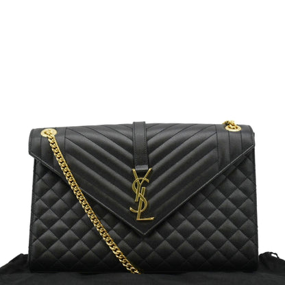 YVES SAINT LAURENT Envelope Large Mix Matelasse Leather Wallet Black