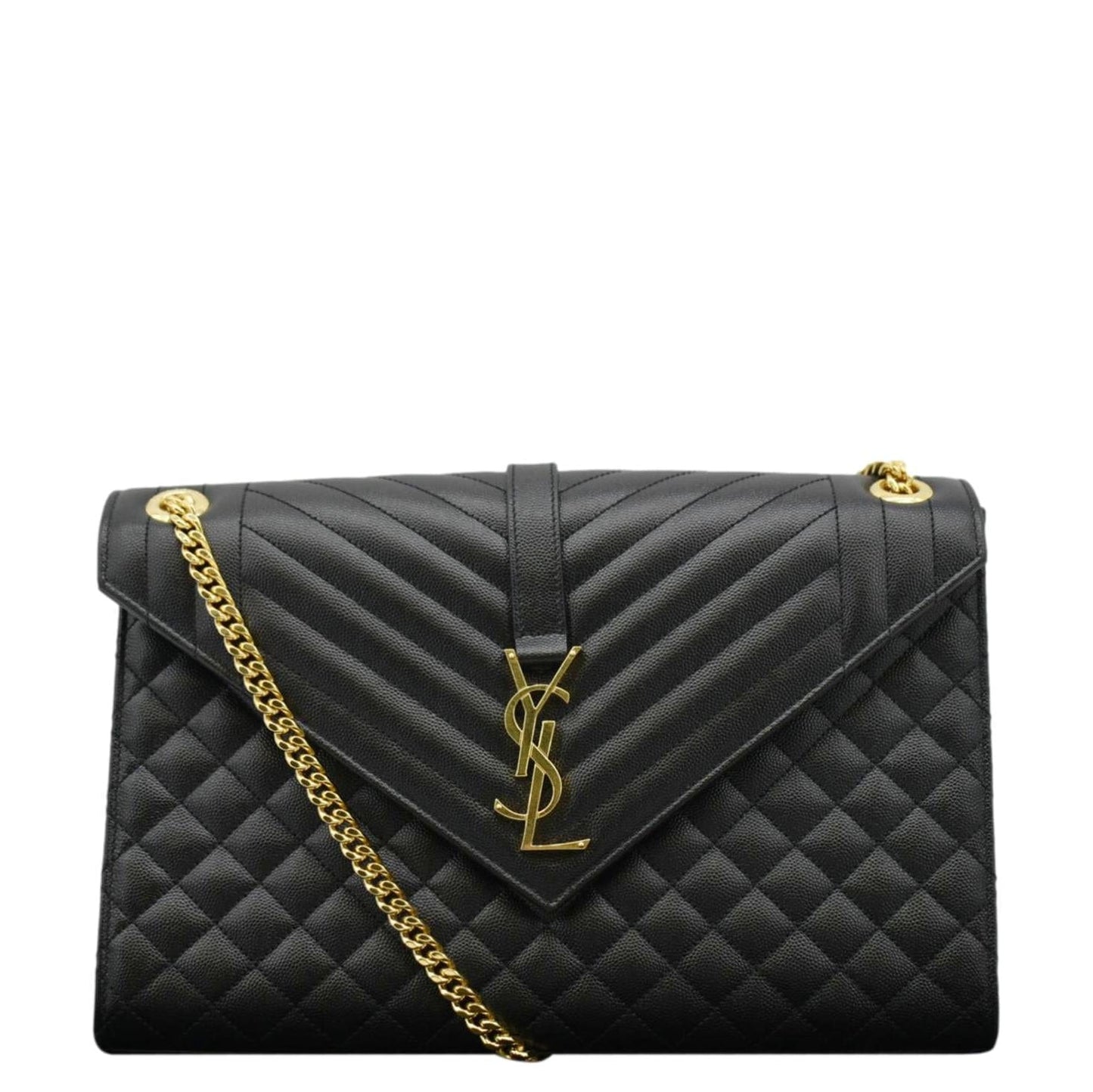 YVES SAINT LAURENT Envelope Large Mix Matelasse Leather Wallet Black