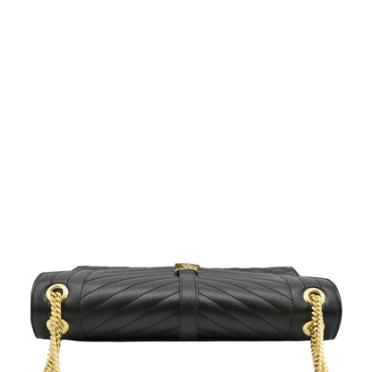 YVES SAINT LAURENT Envelope Large Mix Matelasse Leather Wallet Black