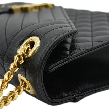 YVES SAINT LAURENT Envelope Large Mix Matelasse Leather Wallet Black