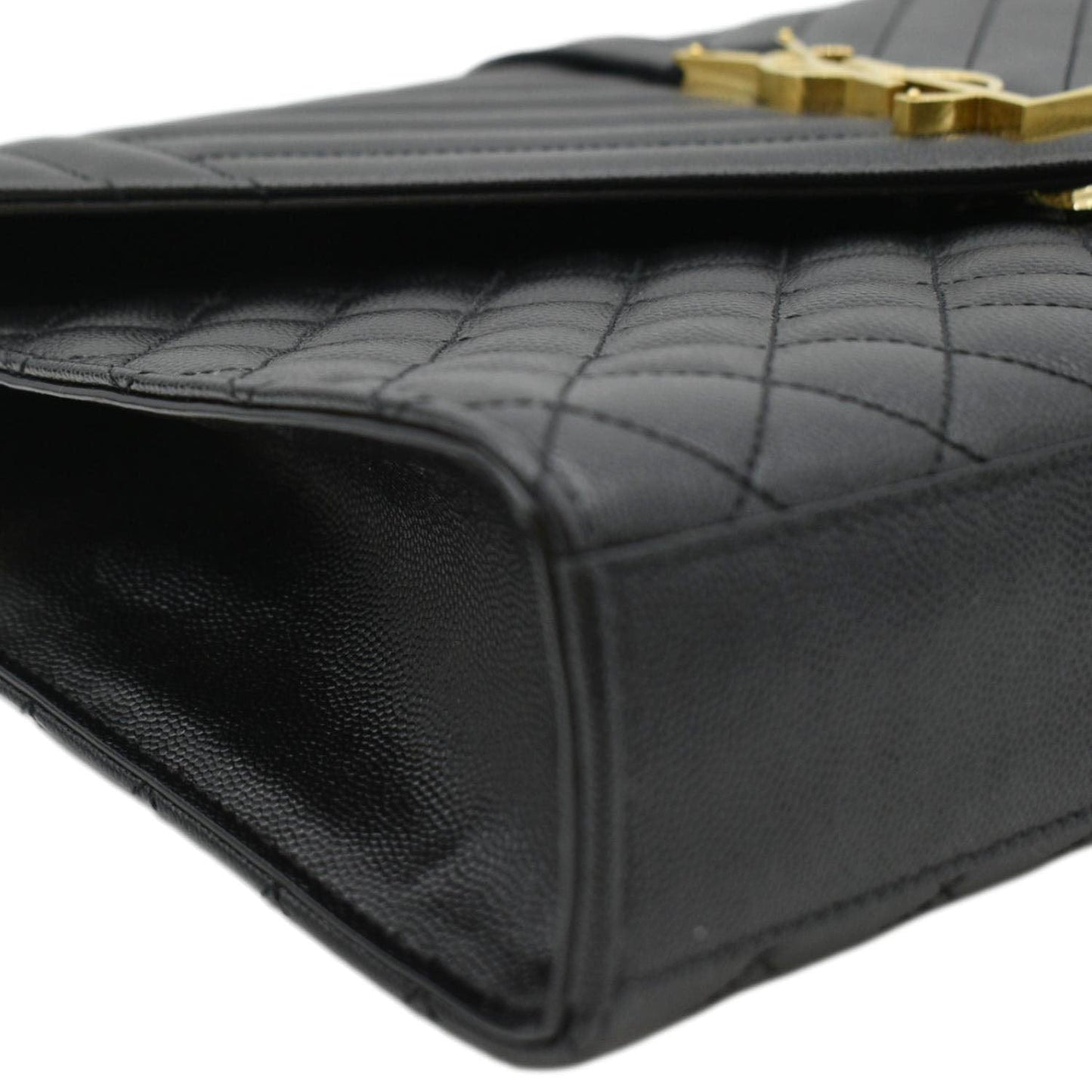 YVES SAINT LAURENT Envelope Large Mix Matelasse Leather Wallet Black