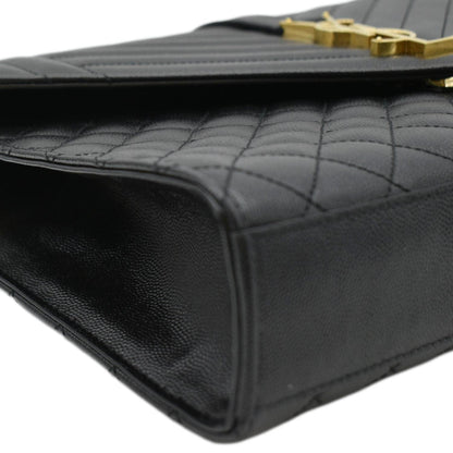 YVES SAINT LAURENT Envelope Large Mix Matelasse Leather Wallet Black