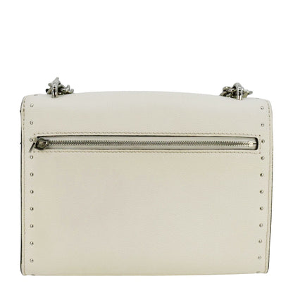 LOUIS VUITTON Mylockme Studded Leather Chain Shoulder Bag White