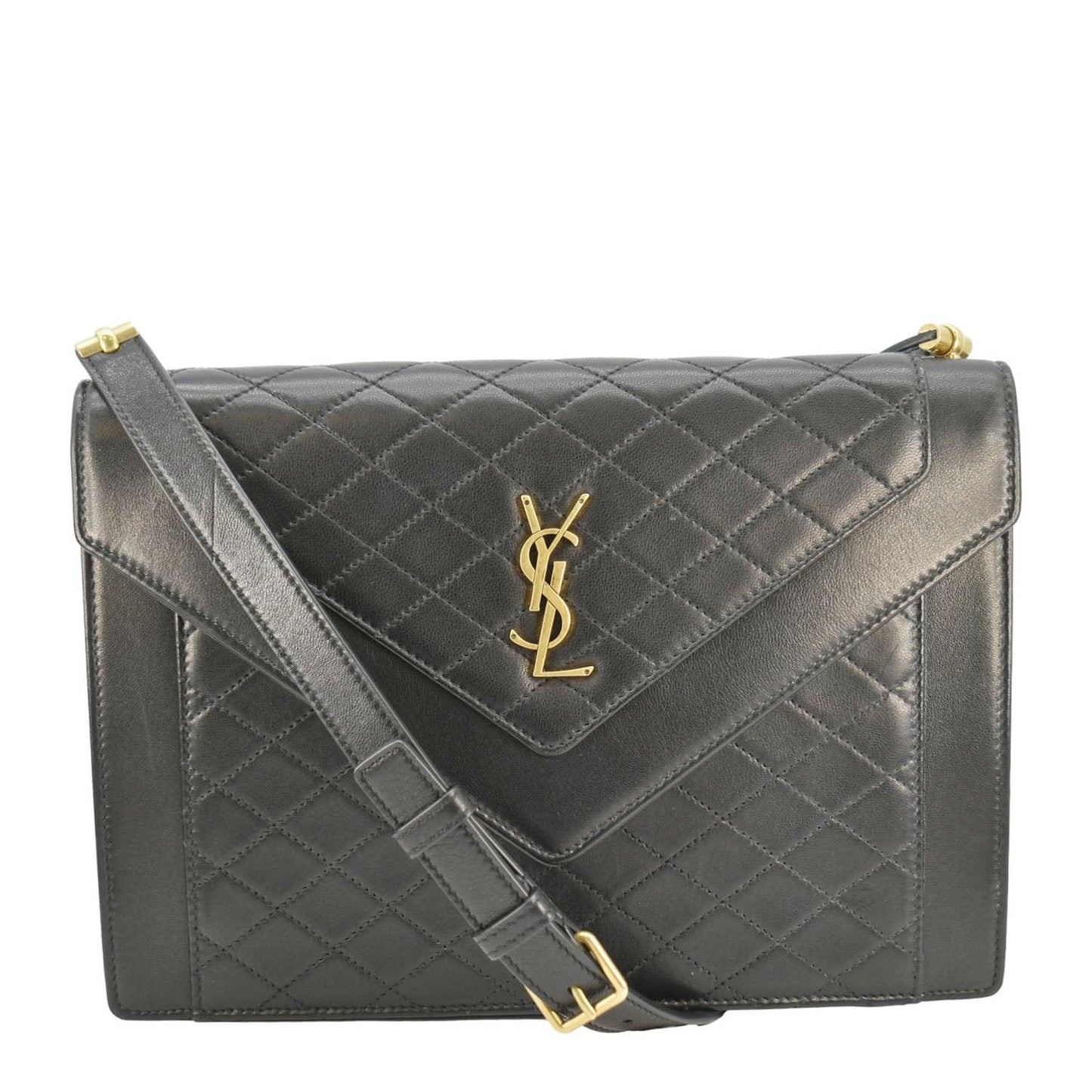 YVES SAINT LAURENT Gaby Small Envelope Quilted Leather Wallet Black
