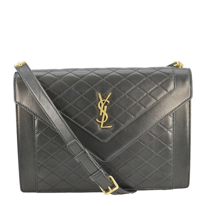 YVES SAINT LAURENT Gaby Small Envelope Quilted Leather Wallet Black