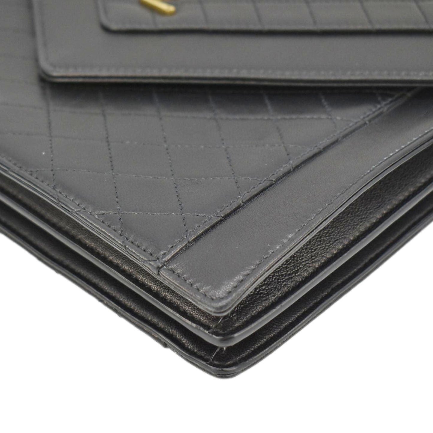 YVES SAINT LAURENT Gaby Small Envelope Quilted Leather Wallet Black