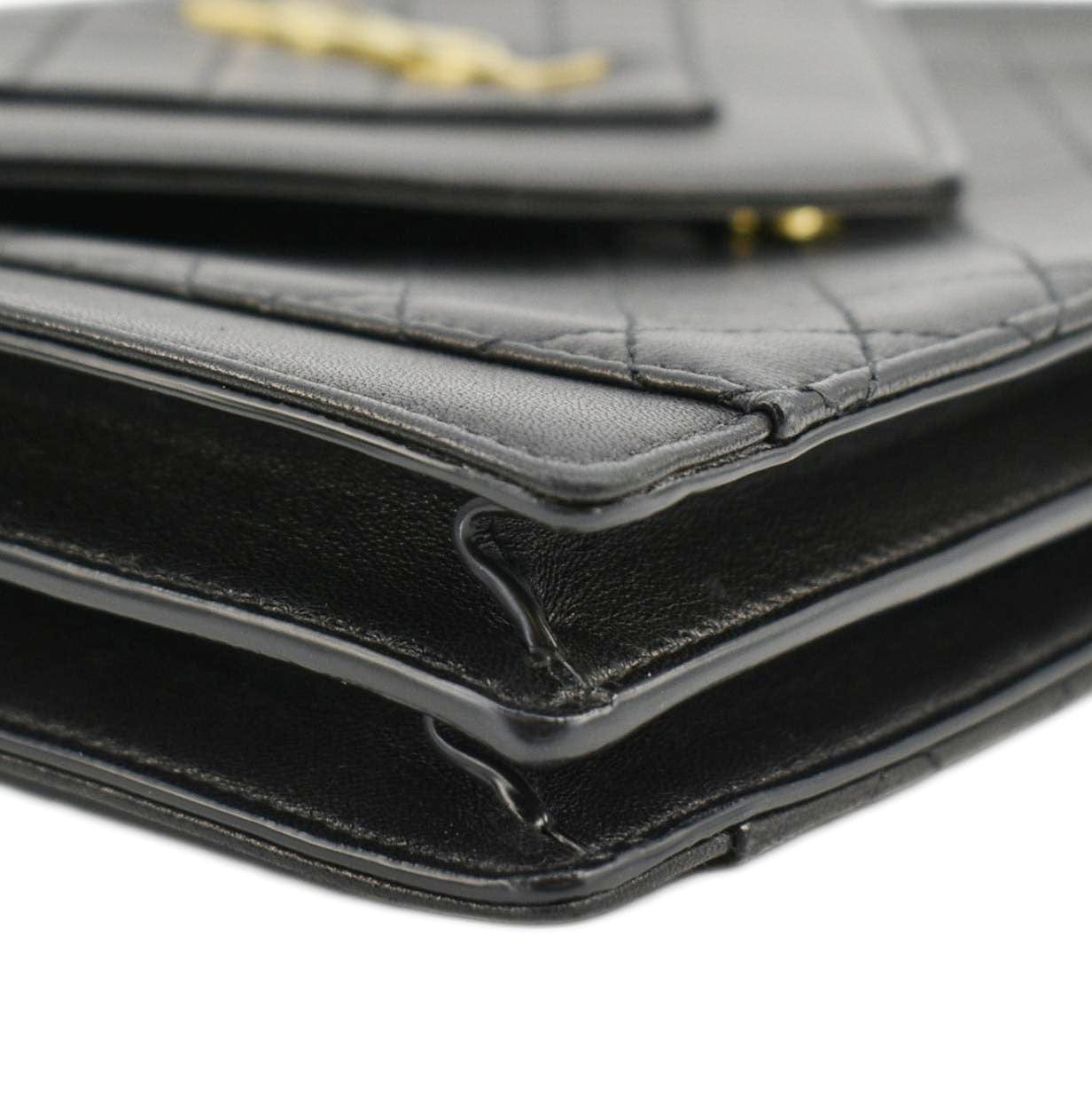 YVES SAINT LAURENT Gaby Small Envelope Quilted Leather Wallet Black