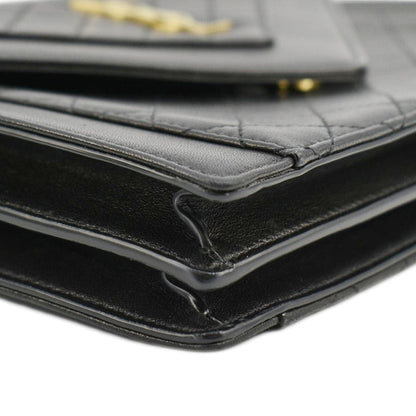 YVES SAINT LAURENT Gaby Small Envelope Quilted Leather Wallet Black
