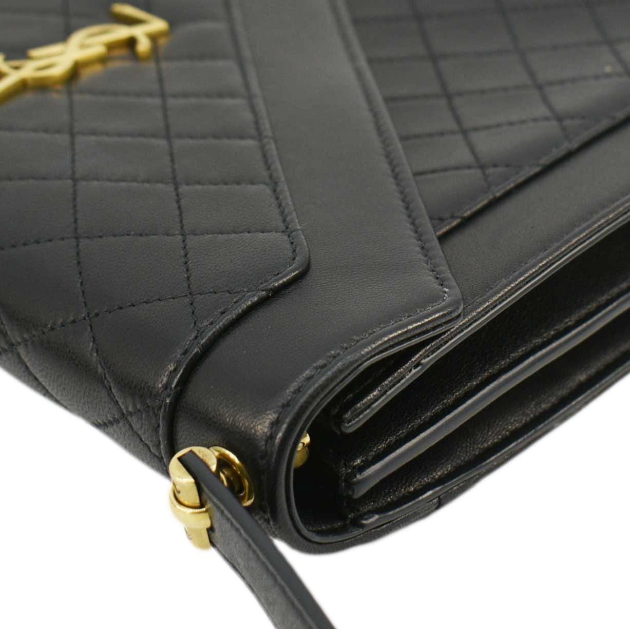 YVES SAINT LAURENT Gaby Small Envelope Quilted Leather Wallet Black