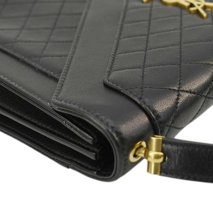 YVES SAINT LAURENT Gaby Small Envelope Quilted Leather Wallet Black