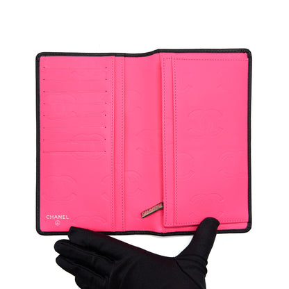 CHANEL Cambon Line Bifold Long Wallet Black