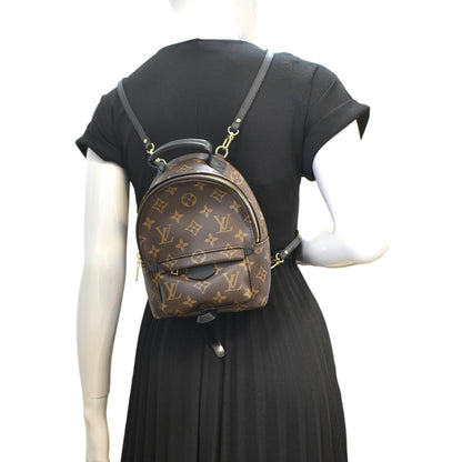 LOUIS VUITTON Palm Springs Mini Monogram Canvas Backpack Brown