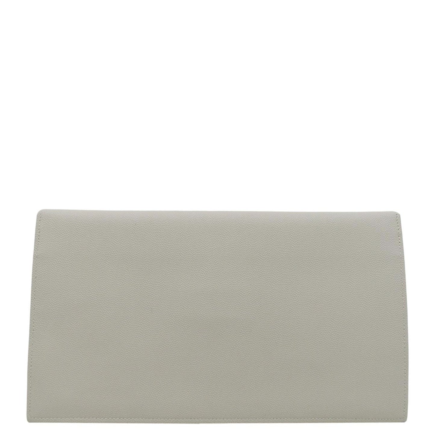 YVES SAINT LAURENT Uptown Envelope Grain De Poudre Leather Clutch Light Grey