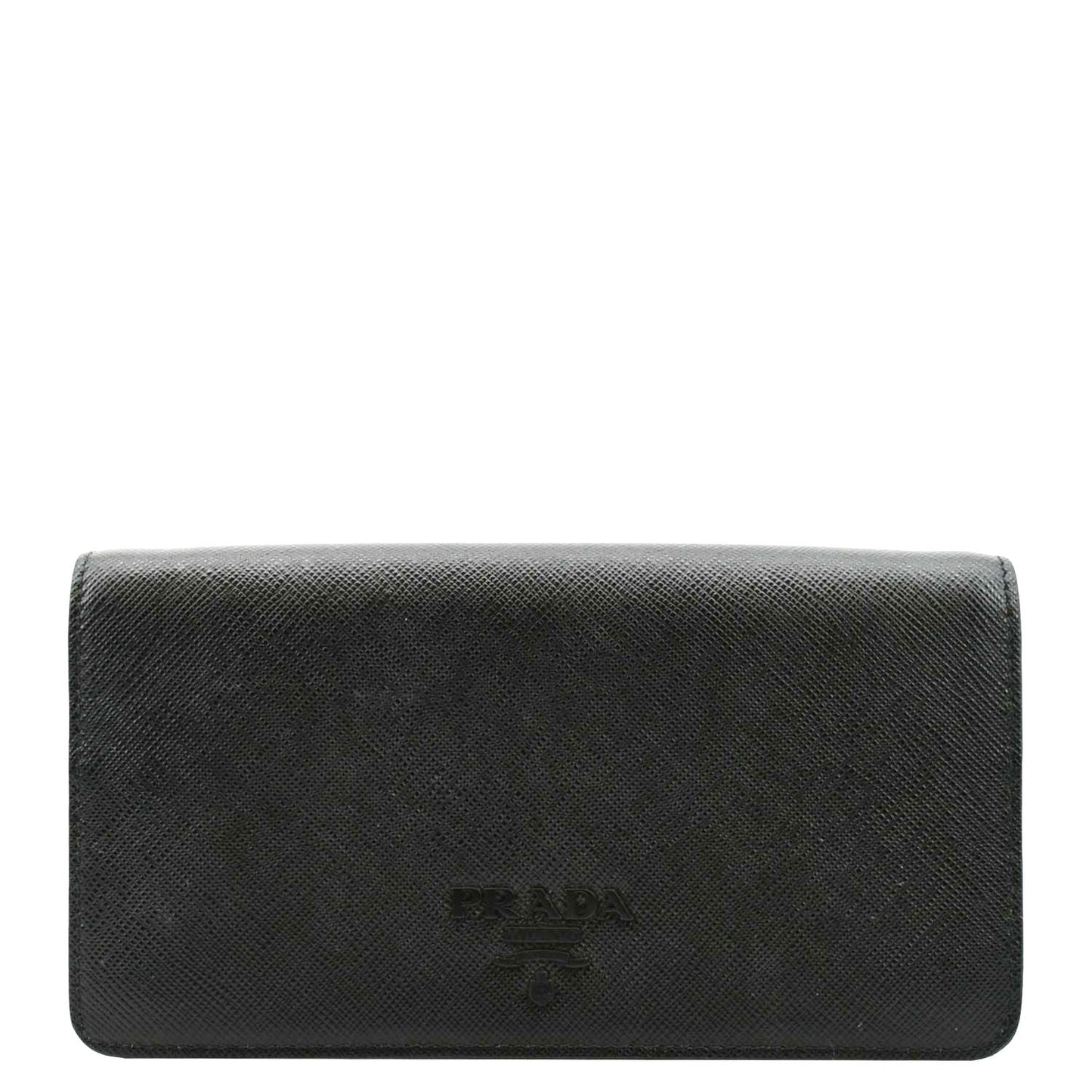 PRADA Saffiano Leather Crossbody Wallet Black