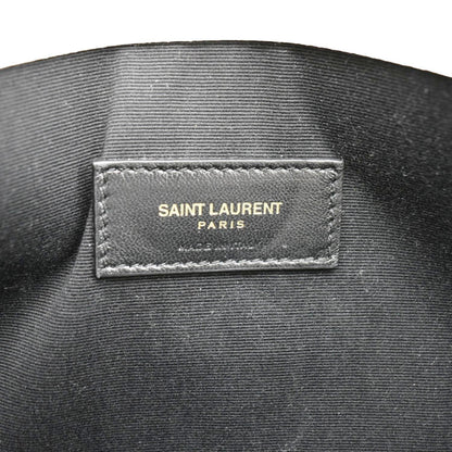 YVES SAINT LAURENT Uptown Envelope Grain De Poudre Leather Clutch Light Grey