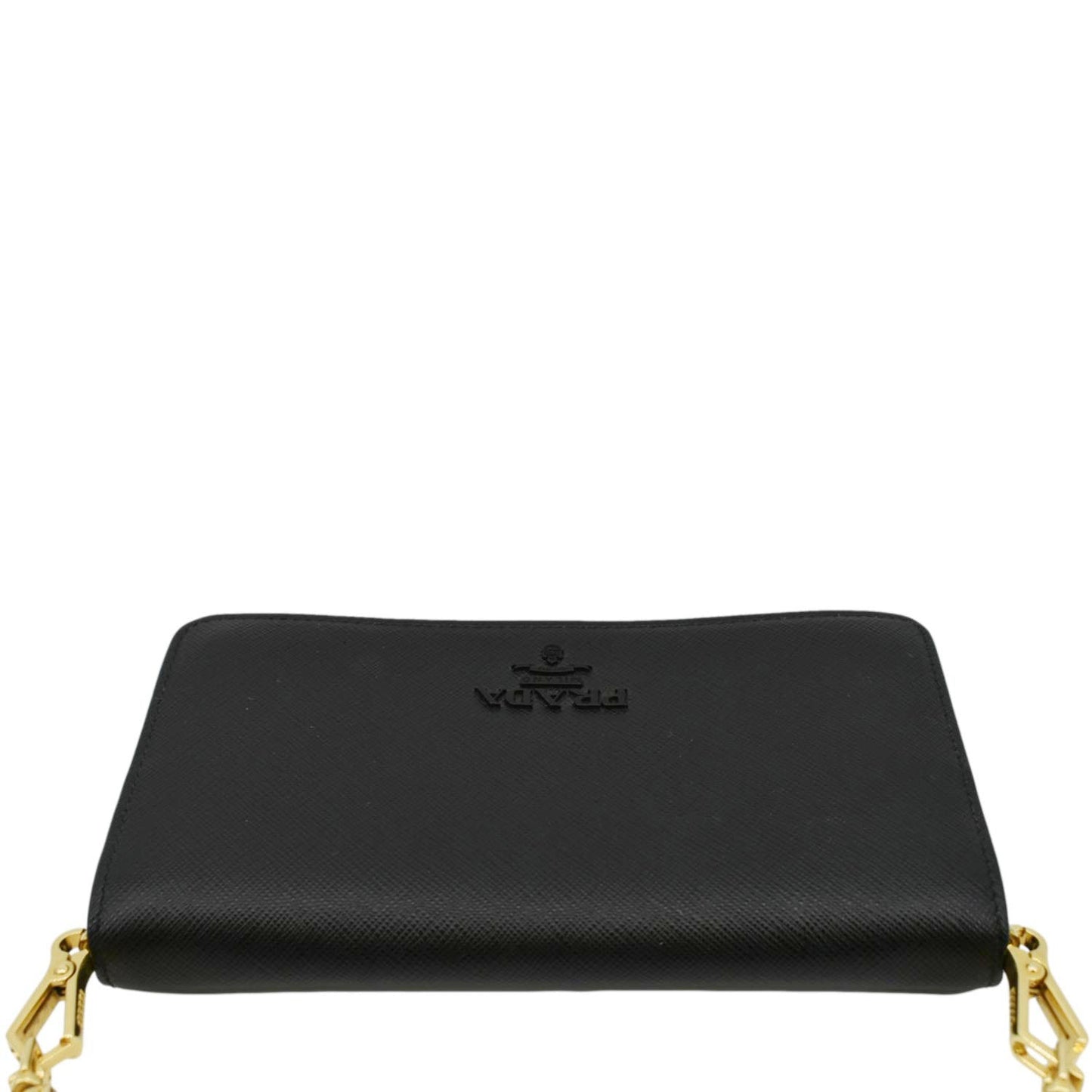 PRADA Saffiano Leather Crossbody Wallet Black