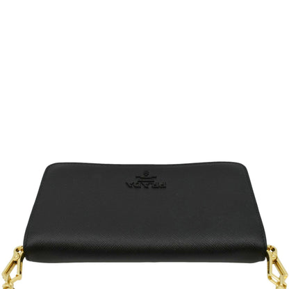 PRADA Saffiano Leather Crossbody Wallet Black