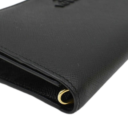 PRADA Saffiano Leather Crossbody Wallet Black