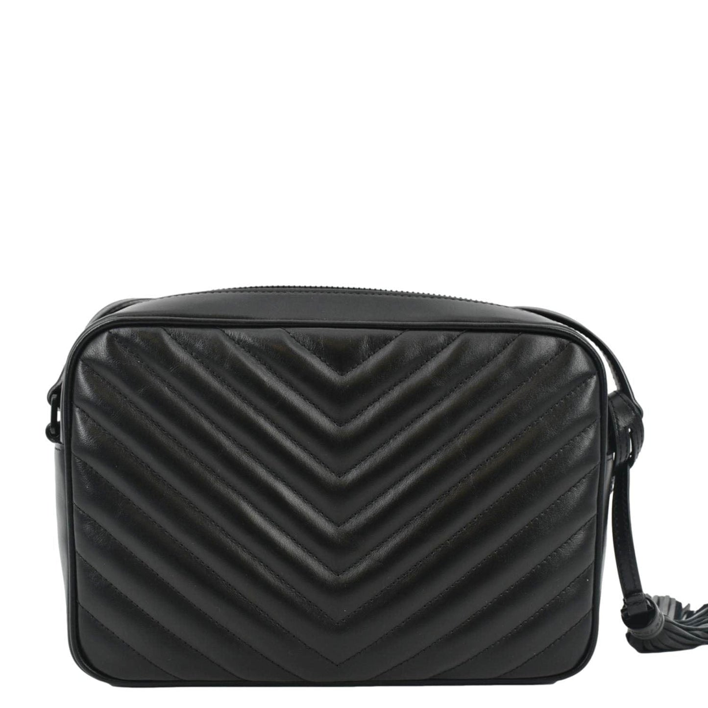 YVES SAINT LAURENT Lou Chevron Leather Camera Crossbody Bag Black