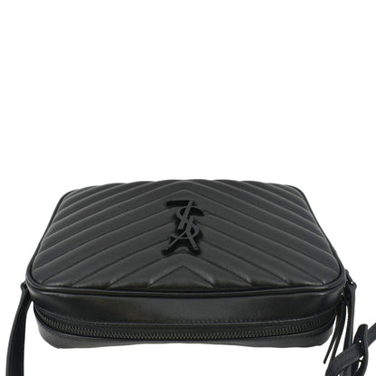 YVES SAINT LAURENT Lou Chevron Leather Camera Crossbody Bag Black