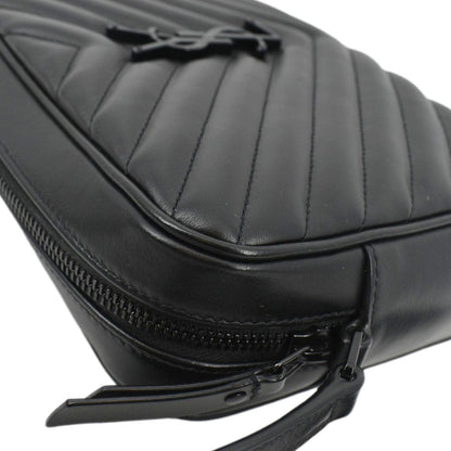 YVES SAINT LAURENT Lou Chevron Leather Camera Crossbody Bag Black
