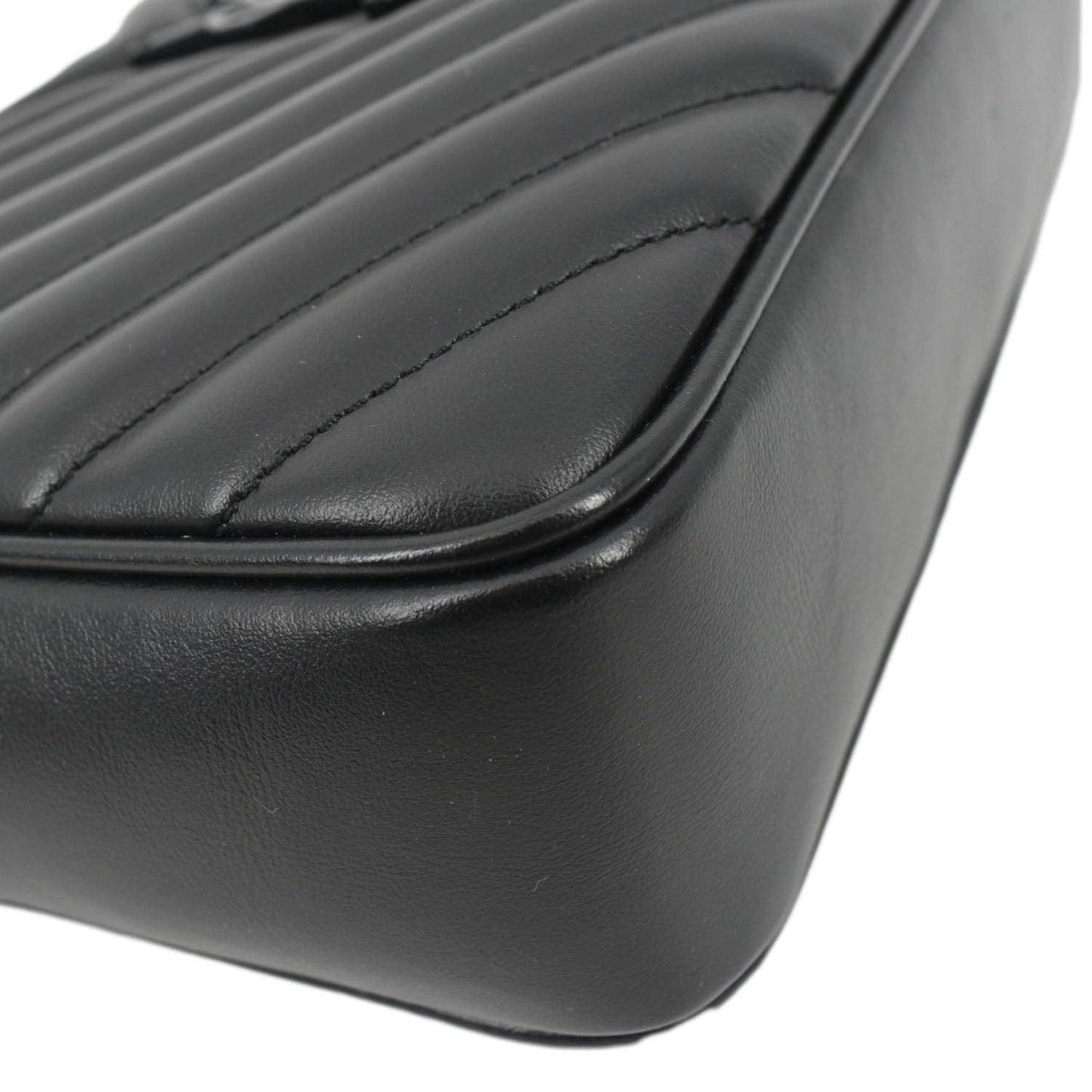 YVES SAINT LAURENT Lou Chevron Leather Camera Crossbody Bag Black