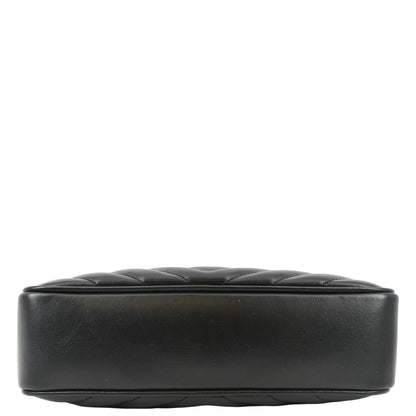 YVES SAINT LAURENT Lou Chevron Leather Camera Crossbody Bag Black