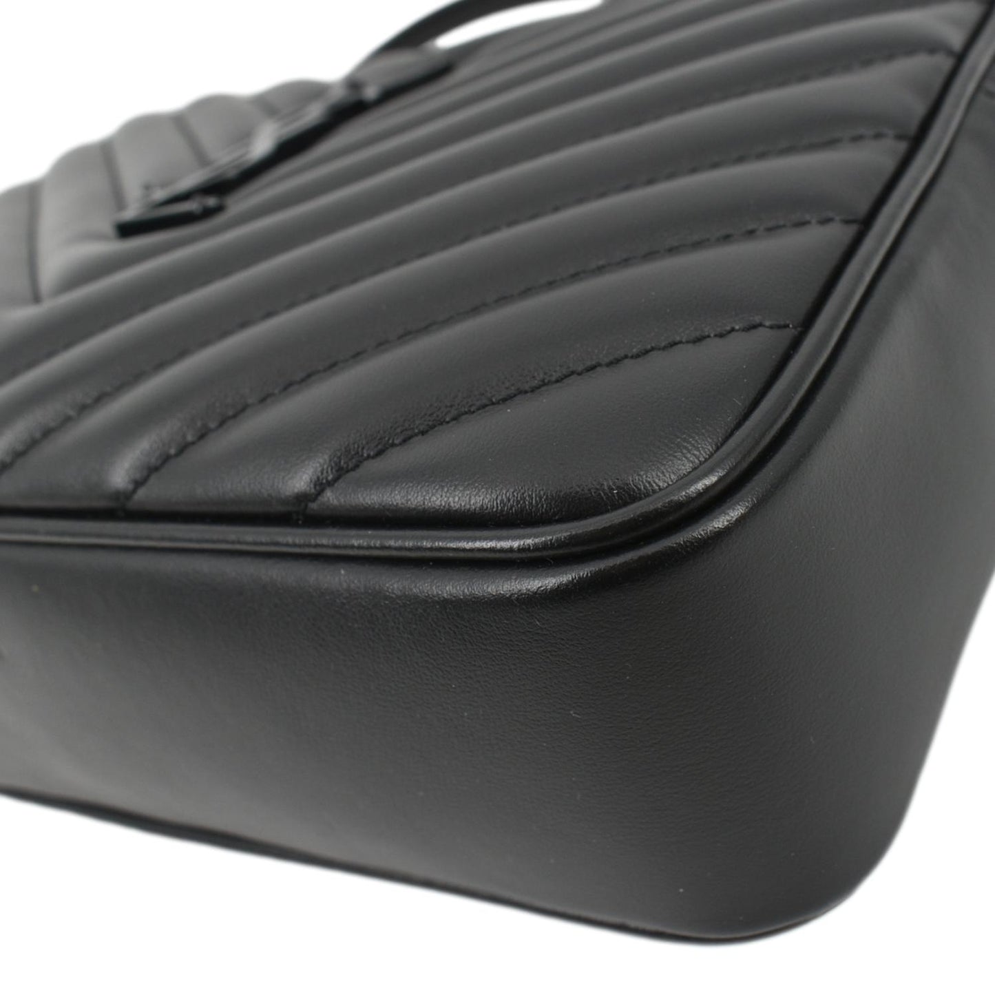 YVES SAINT LAURENT Lou Chevron Leather Camera Crossbody Bag Black