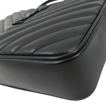 YVES SAINT LAURENT Lou Chevron Leather Camera Crossbody Bag Black