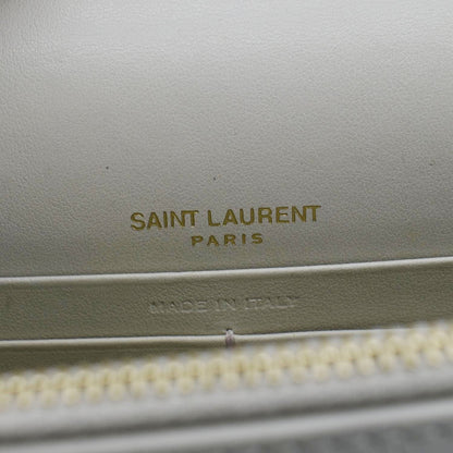 YVES SAINT LAURENT Sunset Crocodile Embossed Leather Crossbody Bag Ivory