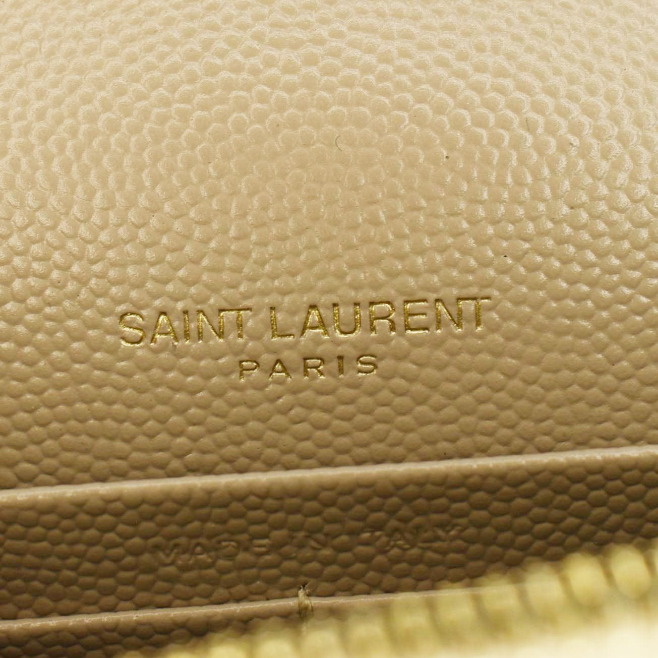 YVES SAINT LAURENT Cassandre Leather Chain Crossbody Bag Beige