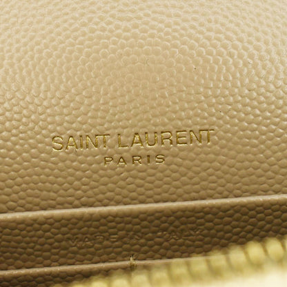 YVES SAINT LAURENT Cassandre Leather Chain Crossbody Bag Beige