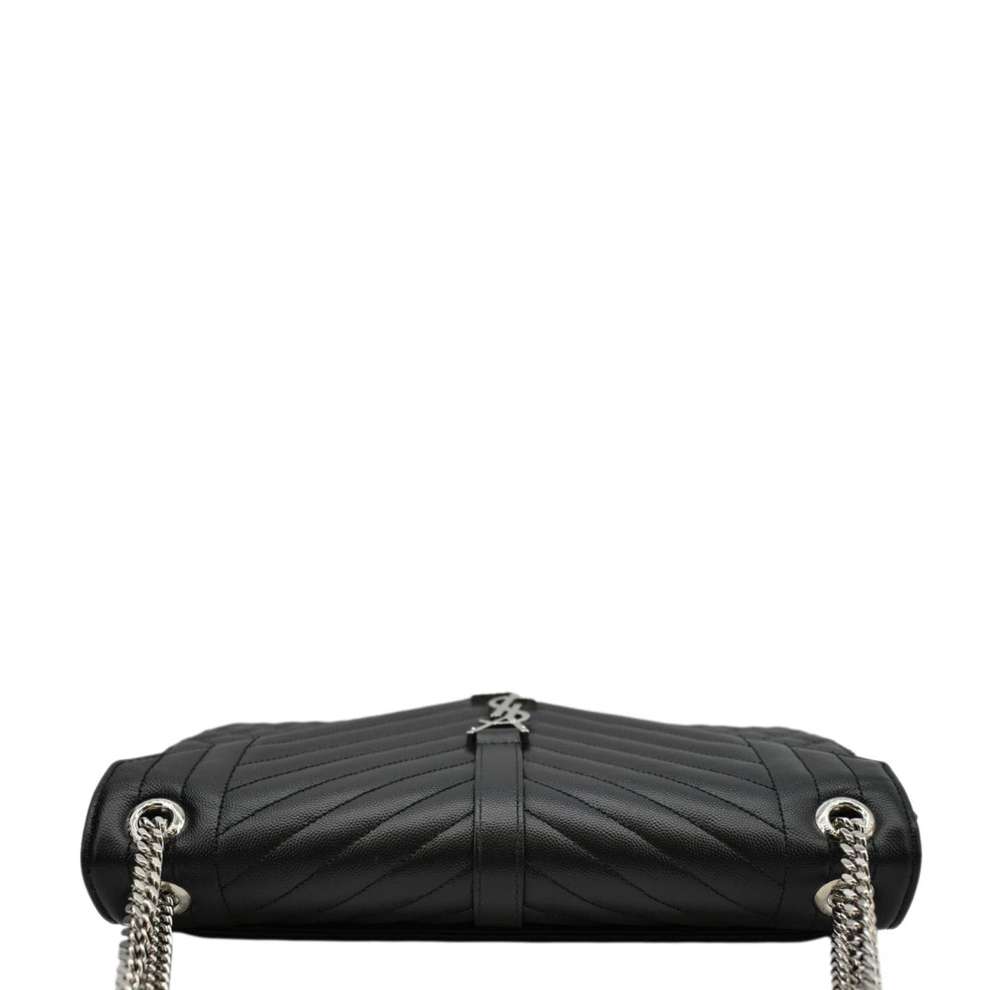 YVES SAINT LAURENT Large Envelope Mix Matelasse Leather Chain Shoulder Bag Black