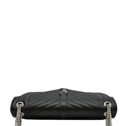 YVES SAINT LAURENT Large Envelope Mix Matelasse Leather Chain Shoulder Bag Black