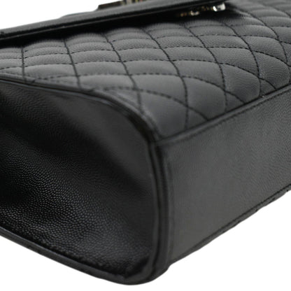 YVES SAINT LAURENT Large Envelope Mix Matelasse Leather Chain Shoulder Bag Black