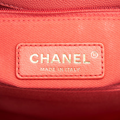 CHANEL SMALL COCO HANDLE FLAP BAG GRAINED CALFSKIN IN CORAL PINK