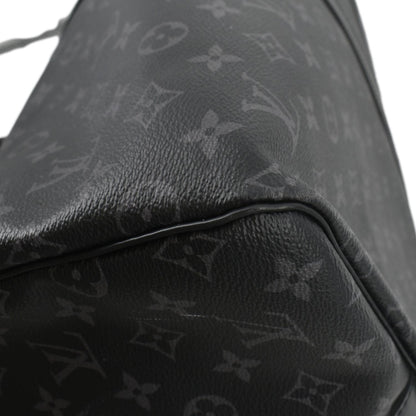 LOUIS VUITTON Keepall 55 Bandouliere Monogram Eclipse Travel Bag Black